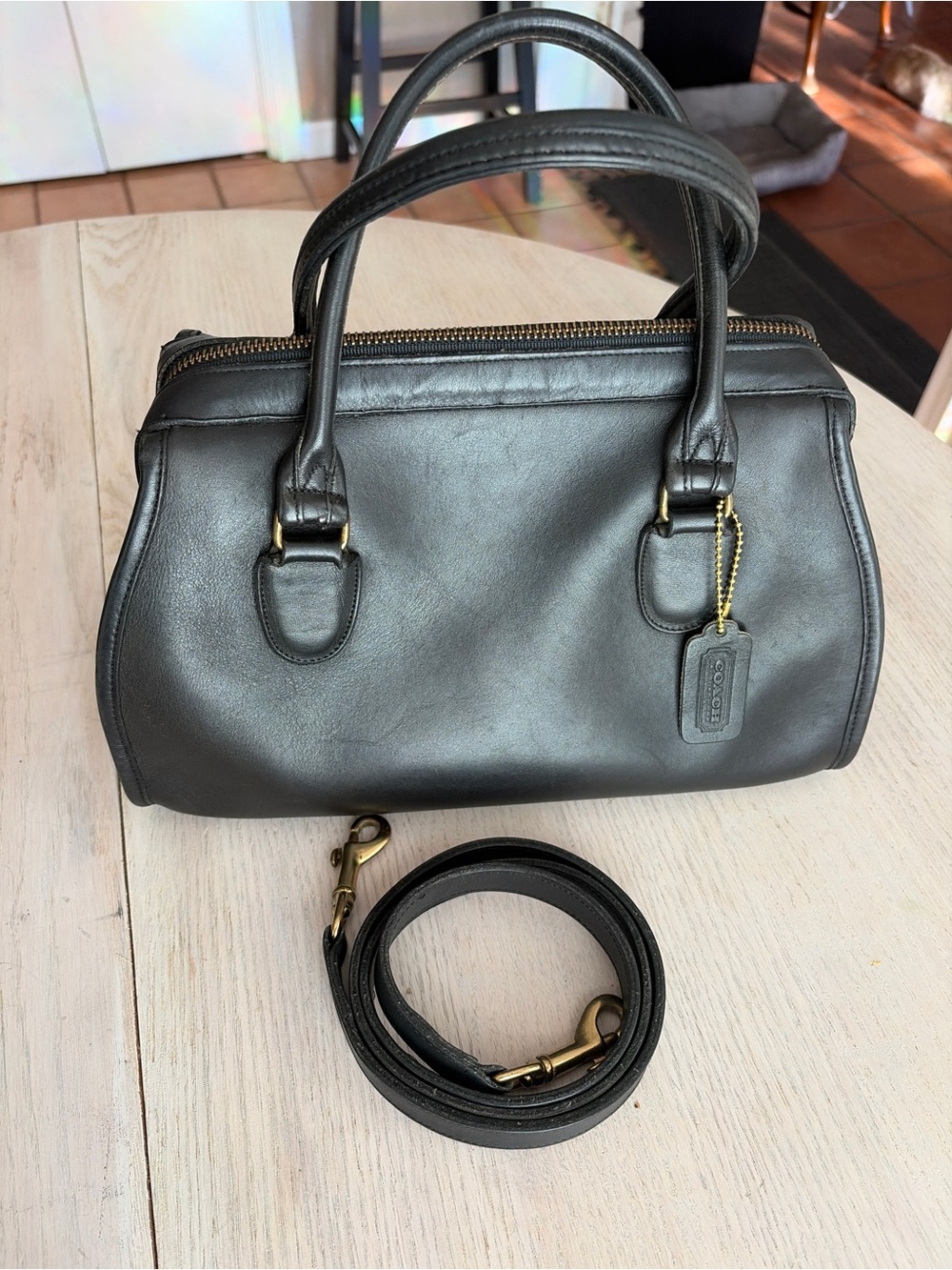 Authentic Coach Broadway Black Leather Satchel w Original Hang tag & Strap